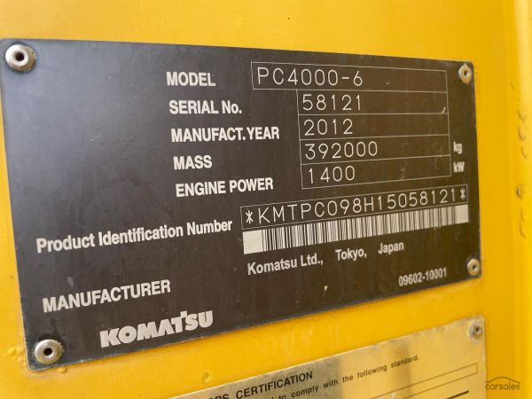 2012 Komatsu PC4000 Excavator Steel Tracked image