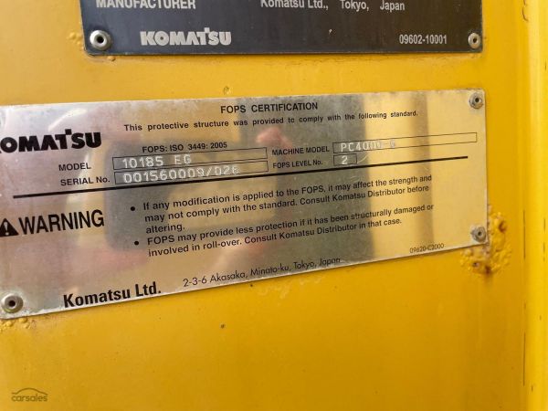 2012 Komatsu PC4000 Excavator Steel Tracked image