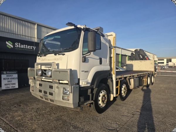 2017 Isuzu FYJ 300 350 8x4 Tray Truck w/2017 Hiab Crane (Auto) (30T GVM) image