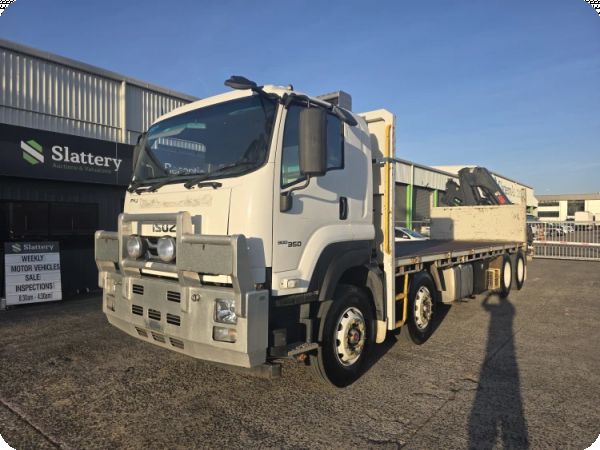 2017 Isuzu FYJ 300 350 8x4 Tray Truck w/2017 Hiab Crane (Auto) (30T GVM) image