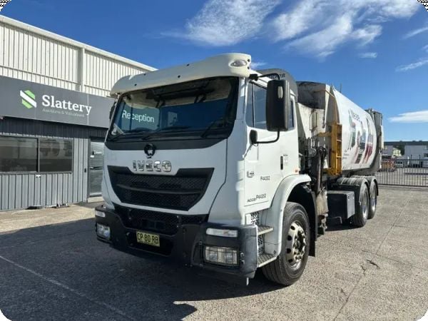 2018 Iveco Acco 6x4 Side Load Garbage Truck (Auto) (Council Asset) image